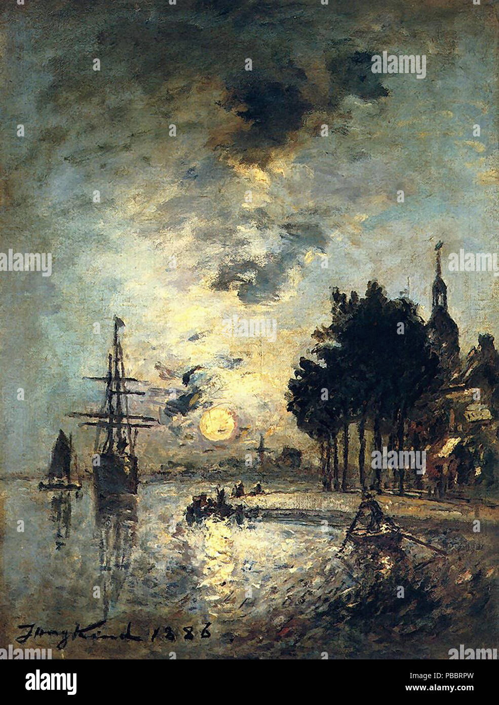 Johan Barthold JONGKIND - Clair De Lune Banque D'Images