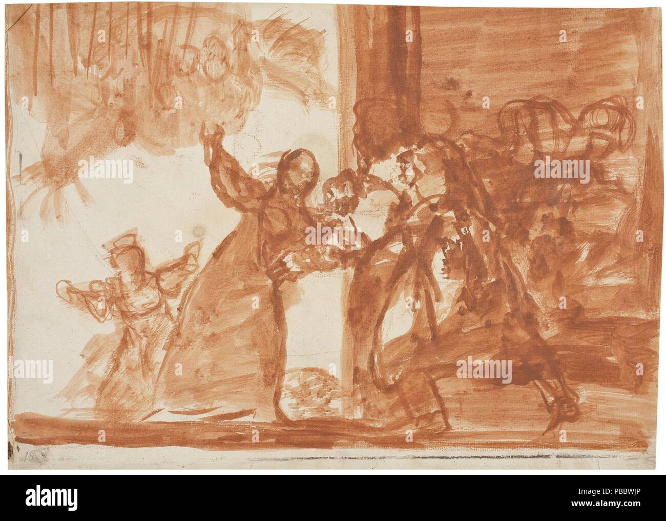 Francisco de Goya y Lucientes / 'folie de la pauvreté". 1815 - 1819. Laver rouge, craie rouge sur papier vergé ivoire. Musée : Musée du Prado, Madrid, España. Banque D'Images