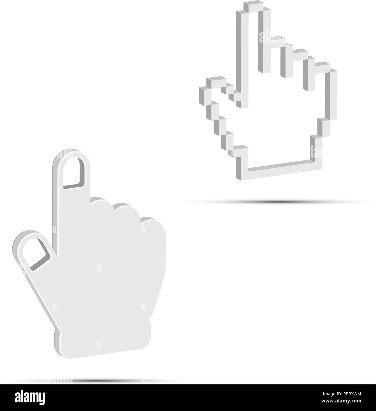Curseur main 3D de vecteur d'icônes. Pixel blanc lisse et mains. Éléments de conception conception définies pour vous Illustration de Vecteur