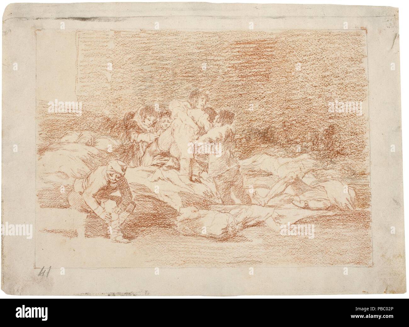 Francisco de Goya y Lucientes / 'Ces, trop'. 1810 - 1814. Craie rouge sur papier ivoire. Musée : Musée du Prado, Madrid, España. Banque D'Images