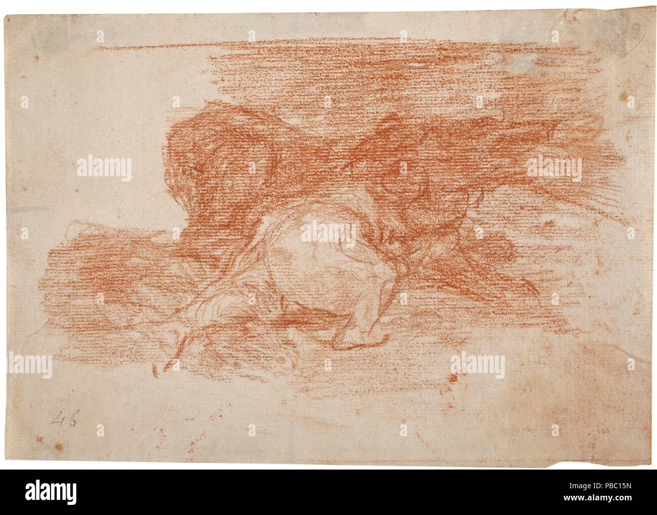 Francisco de Goya y Lucientes / 'il obtient quelque chose'. 1814 - 1815. Craie rouge sur papier vergé ivoire. Musée : Musée du Prado, Madrid, España. Banque D'Images