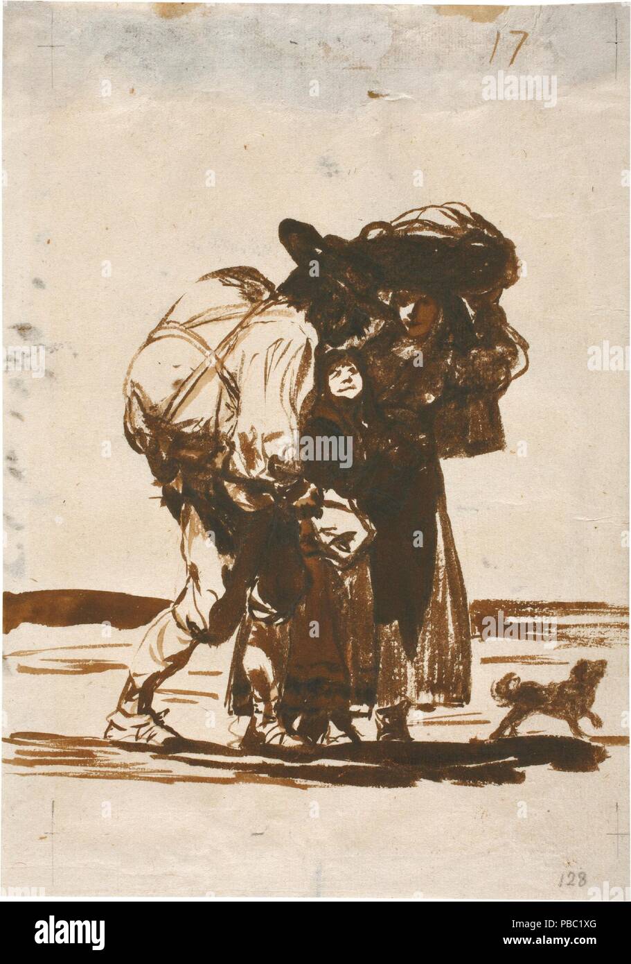 Francisco de Goya y Lucientes / 'au marché (Album F, 17'). 1812 - 1823. Lavez-gris-brun jaune foncé sur papier vergé. Musée : Musée du Prado, Madrid, España. Banque D'Images