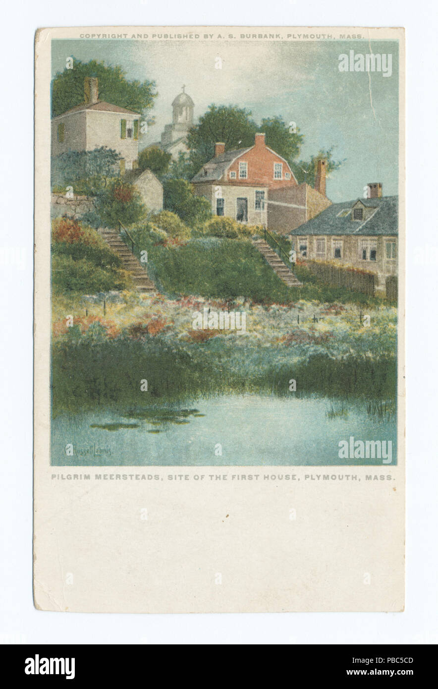 Pèlerin 1196 Meersteads, Site de la première maison, Plymouth, de masse (NYPL b12647398-79382) Banque D'Images