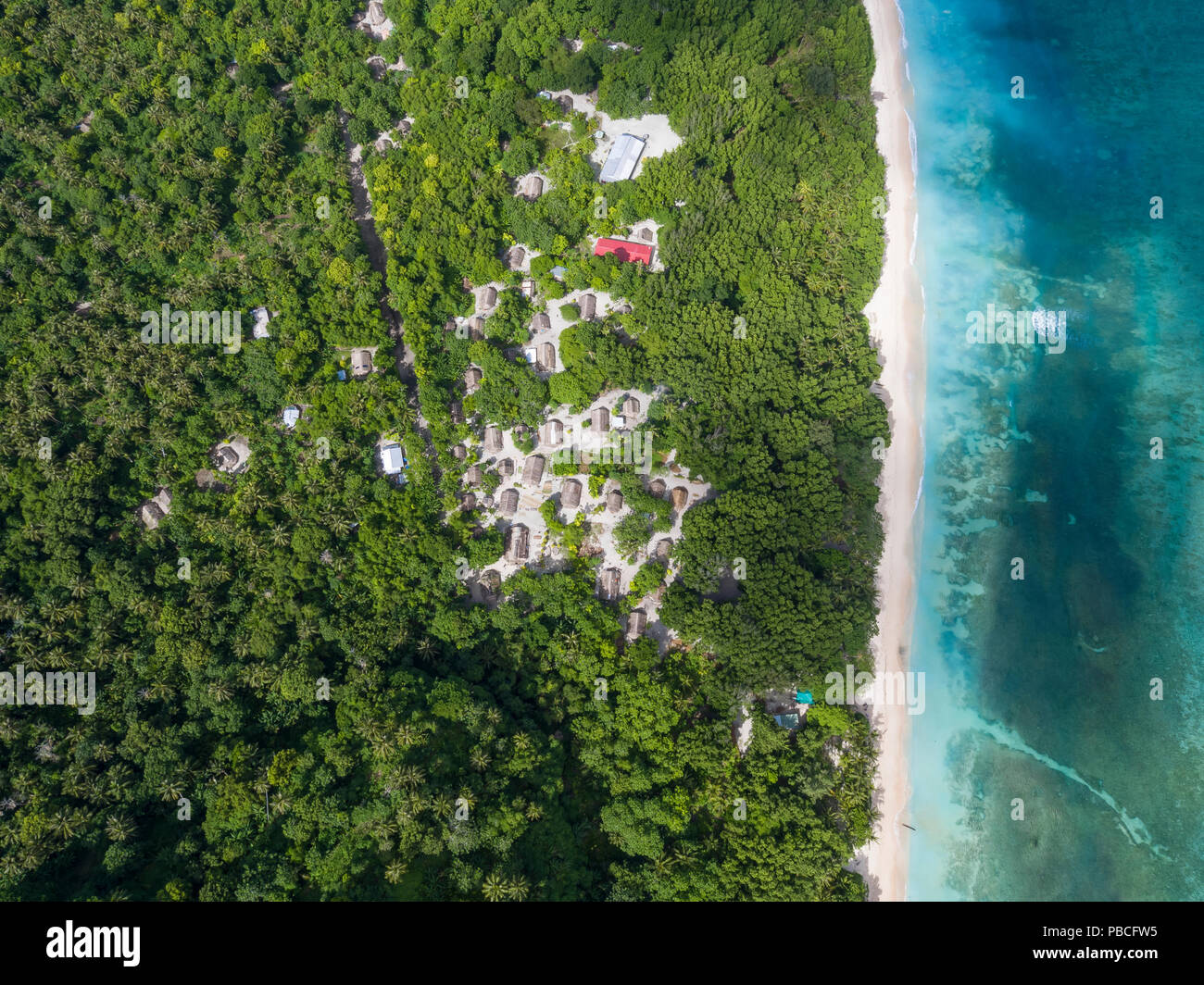 Vue aérienne de Tikopia, Îles Salomon Banque D'Images