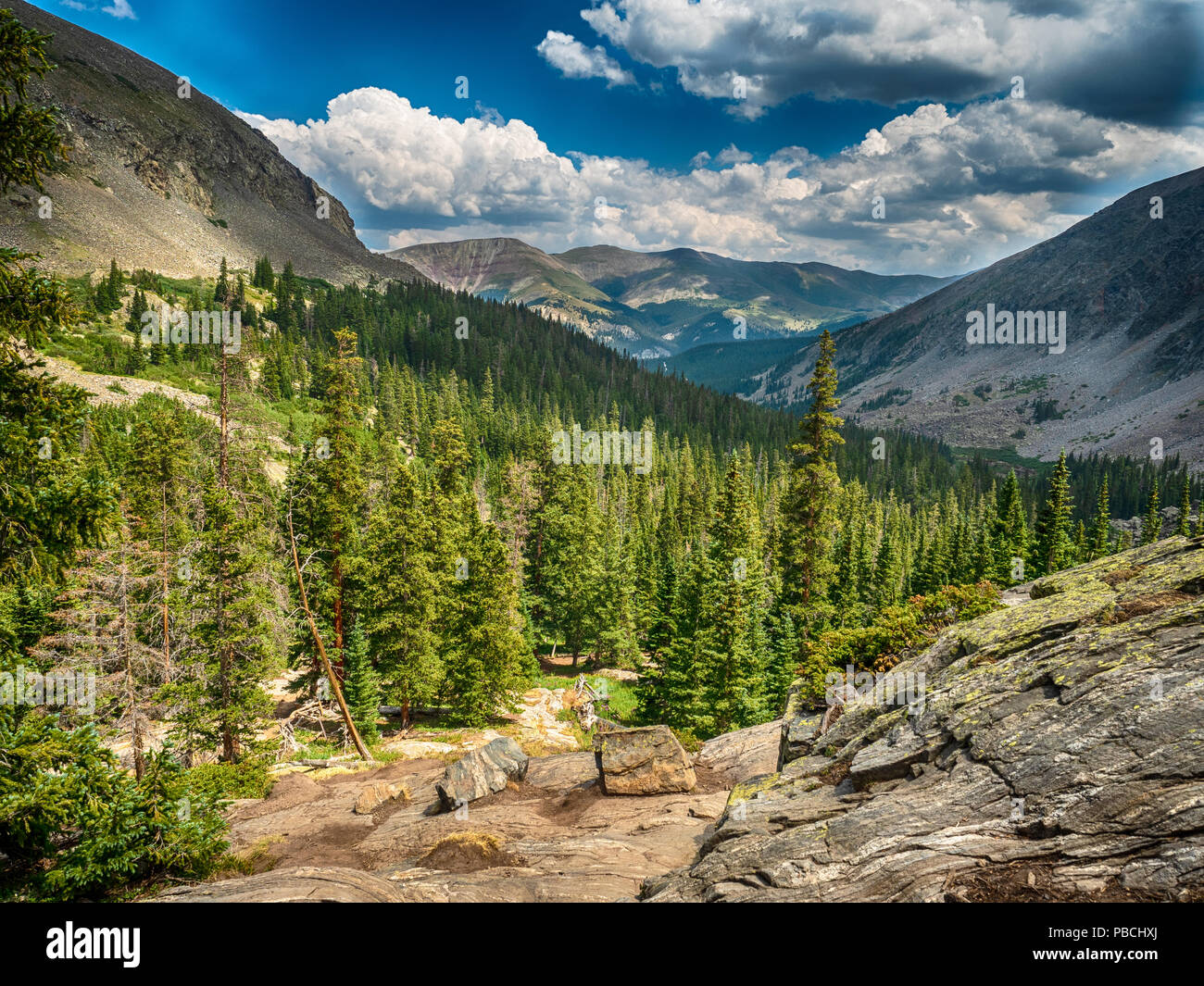 Cascade dans l'Arapaho Forrest National près de Breckenridge Colorado un jour d'été Banque D'Images