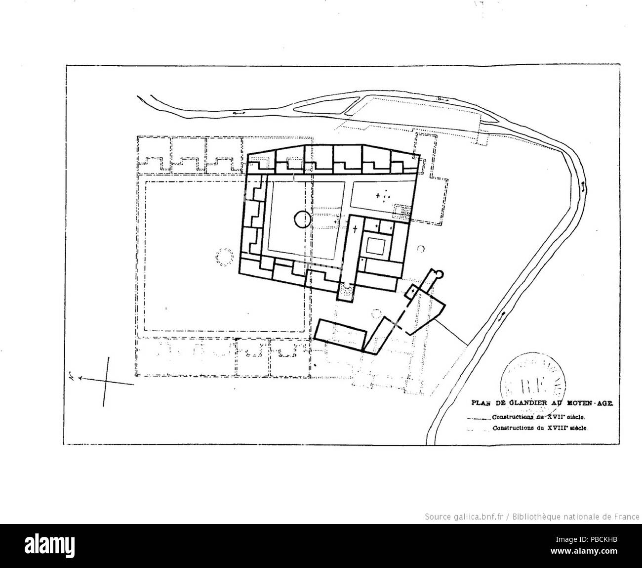 1203 Plan de Glandier au Moyen Âge Banque D'Images