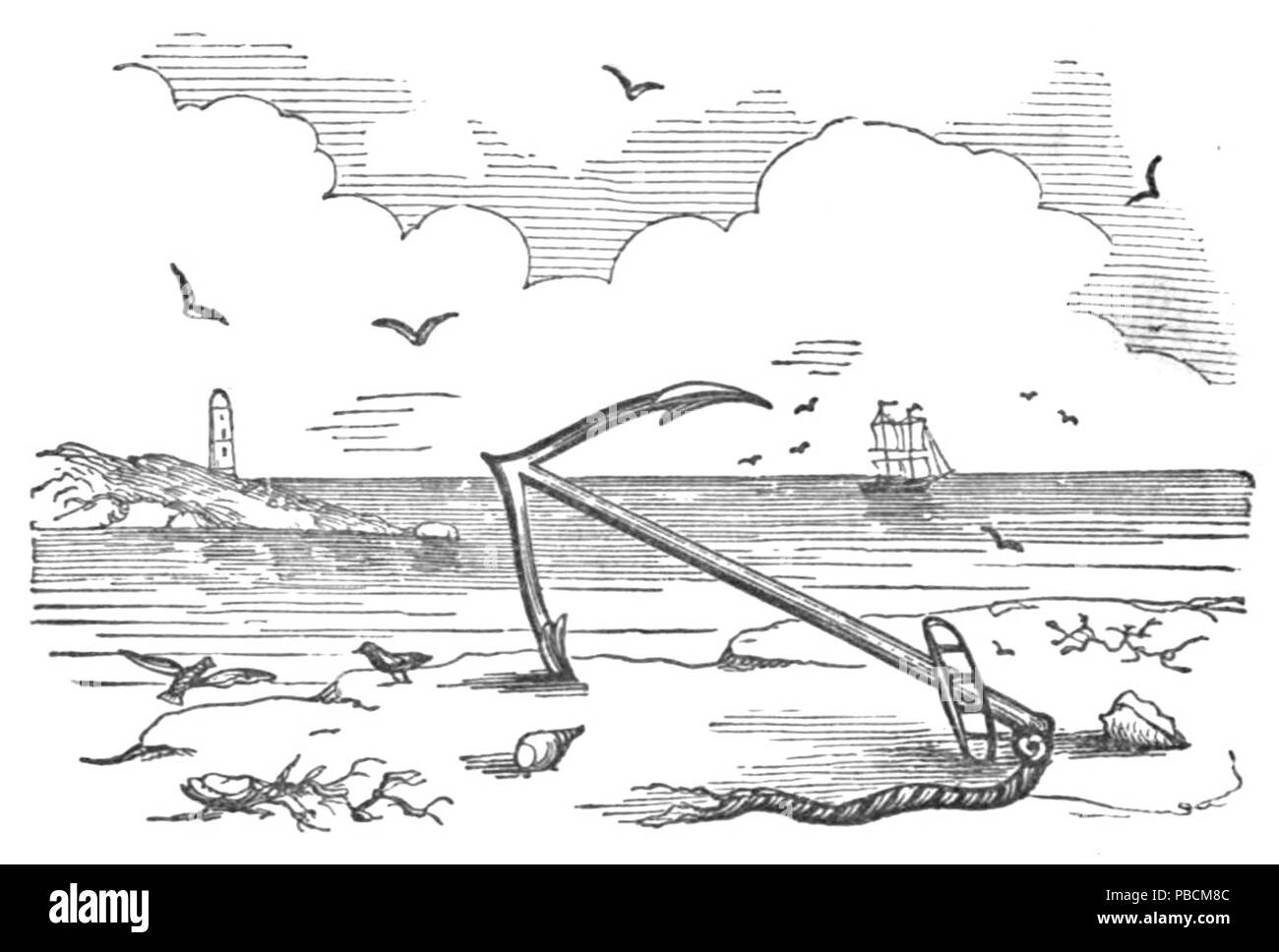 1207 poèmes de la mer, 1850 - Anchor on beach Banque D'Images