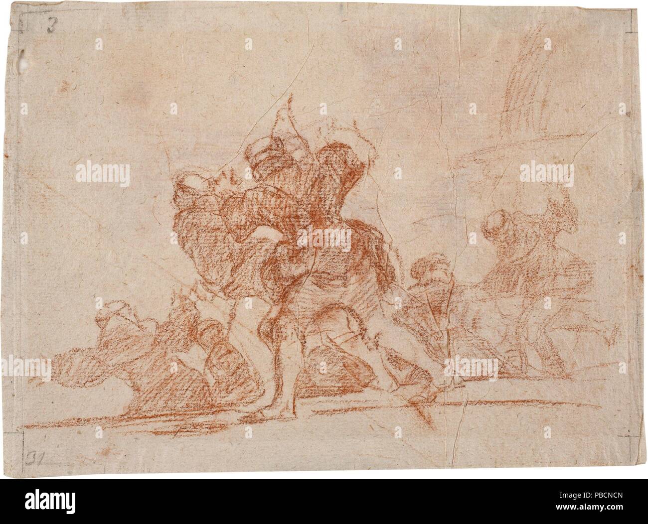 Francisco de Goya y Lucientes / 'c'trop'. 1810 - 1814. Craie rouge sur papier vergé ivoire. Musée : Musée du Prado, Madrid, España. Banque D'Images