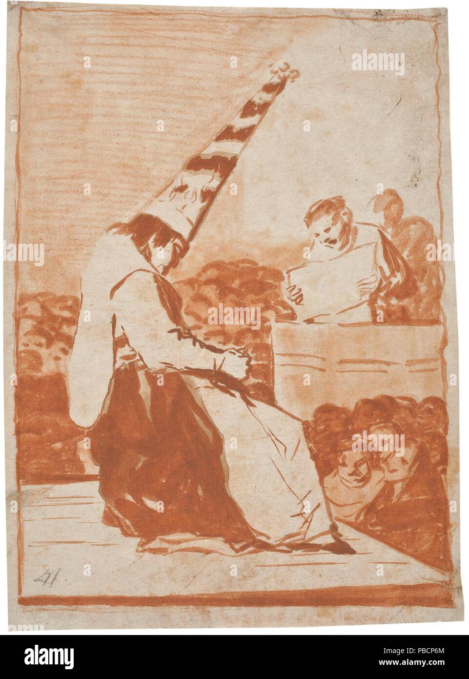 Francisco de Goya y Lucientes / 'ces particules de poussières (Luna 23)'. 1797 - 1798. Laver rouge, craie rouge sur papier. Musée : Musée du Prado, Madrid, España. Banque D'Images