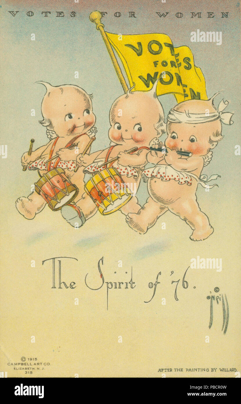 Carte postale de 1221 Kewpies intitulée "Le vote des femmes- l'esprit de '76", 1915 Banque D'Images