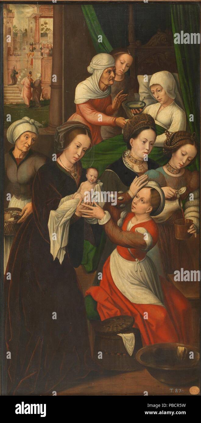 Ambrosius Benson / 'La Naissance de la Vierge". Ca. 1528. Huile sur panneau. Musée : Musée du Prado, Madrid, España. Banque D'Images