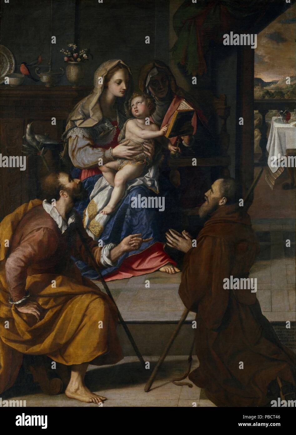 Alessandro Allori / 'La Sainte Famille de Cardinal Fernando de ? Medici'. 1584. Huile sur toile. Musée : Musée du Prado, Madrid, España. Banque D'Images