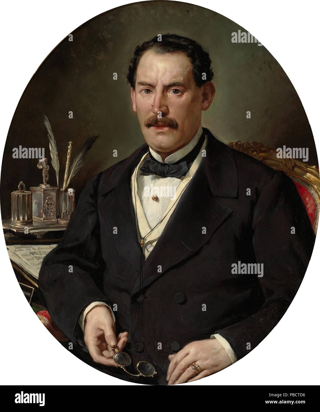 Alejandro Ferrant y Fischermans / 'Portrait d'un homme'. Ca. 1870. Huile sur toile. Musée : Musée du Prado, Madrid, España. Banque D'Images