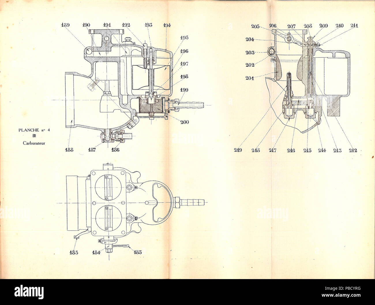 1253 Renault 190 CH dessin section carburateur4 Banque D'Images