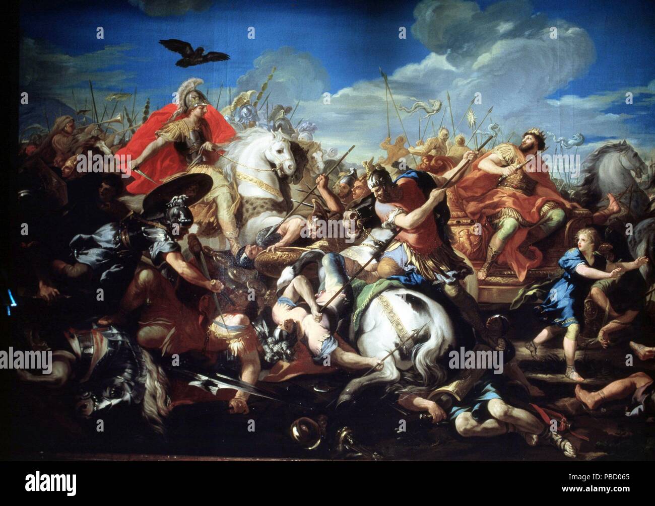 ALEJANDRO MAGNO. REY DE MACÉDOINE. 356-323 AC. La batalla de ' ' ARBELAS OLÉO DE JOSE DEL CASTILLO. MUSEO DE BELLAS ARTES DE SAN FERNANDO. MADRID. ALEJANDRO(Caballo Blanco). DARIO III(CON CORONA). ALEJANDRO MAGNO A GANO DARIO III. Banque D'Images