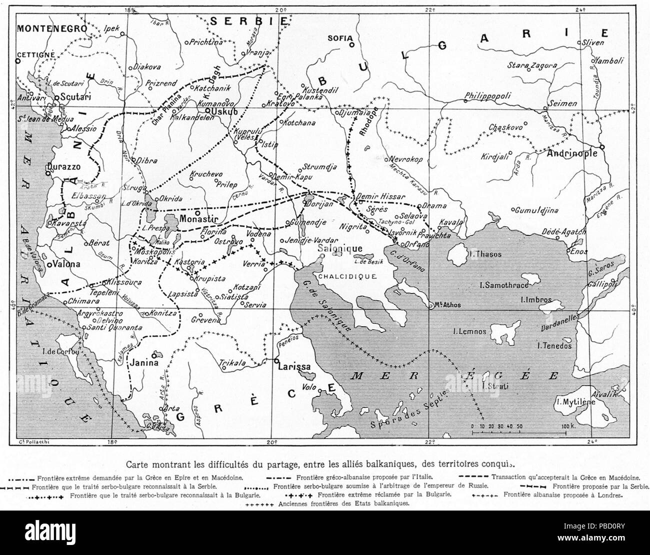 Les revendications territoriales de Rival 1262 après la Première Guerre des Balkans Banque D'Images