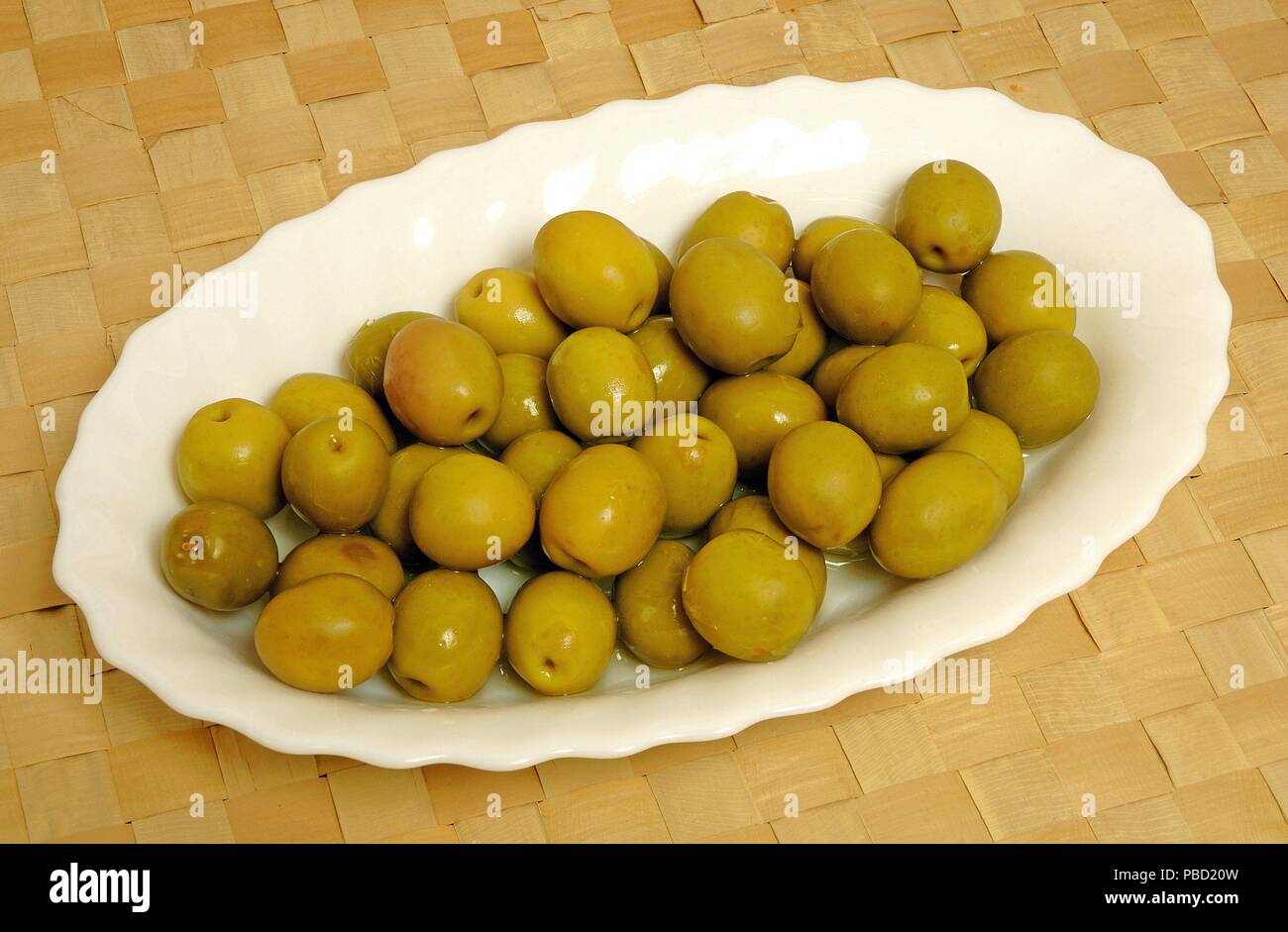 Olives vertes, Séville, Andalousie, Espagne, Europe. Banque D'Images