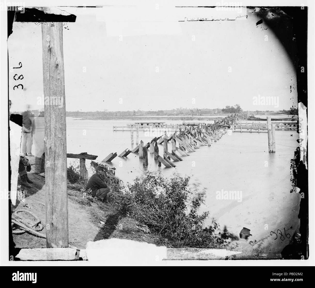 1277 Ruines de pont sur Richmond &AMP ; York River Railroad à Virginia détruits 17 mai 1862, pour rendre le chemin de fer inutile pour les Confédérés Banque D'Images