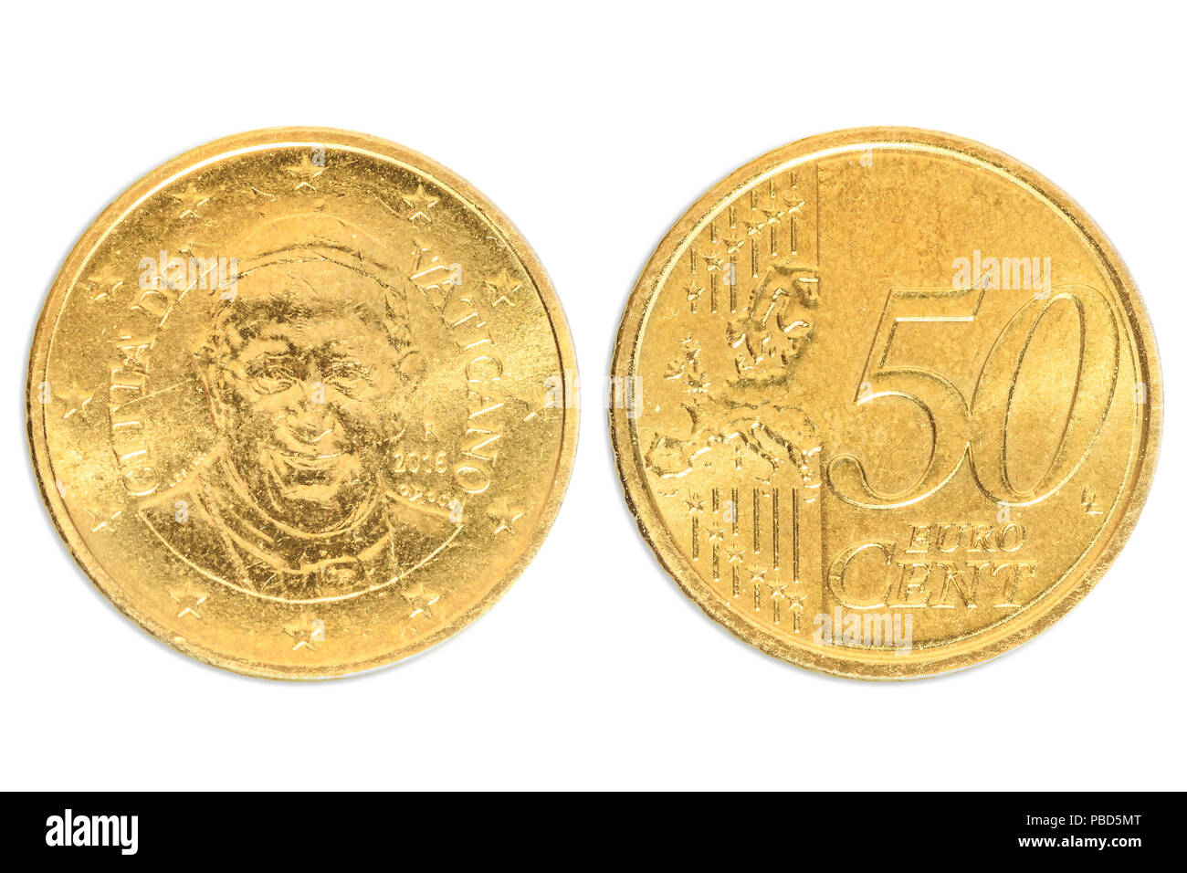 L'Italien deux côtés de la pièce de 50 centimes d'euros close-up de l