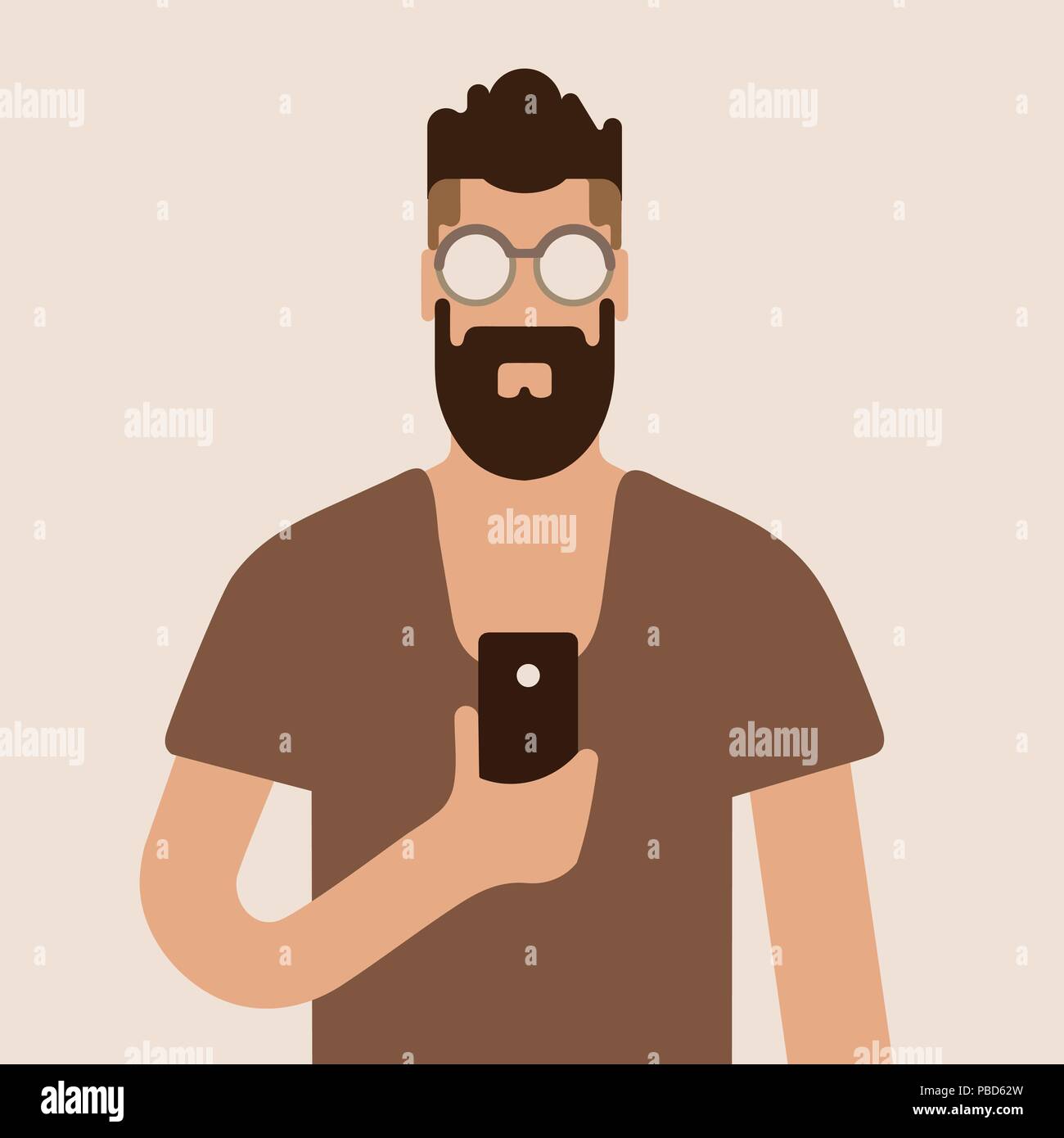 Télévision homme hipster caractère . Vector illustration . Illustration de Vecteur