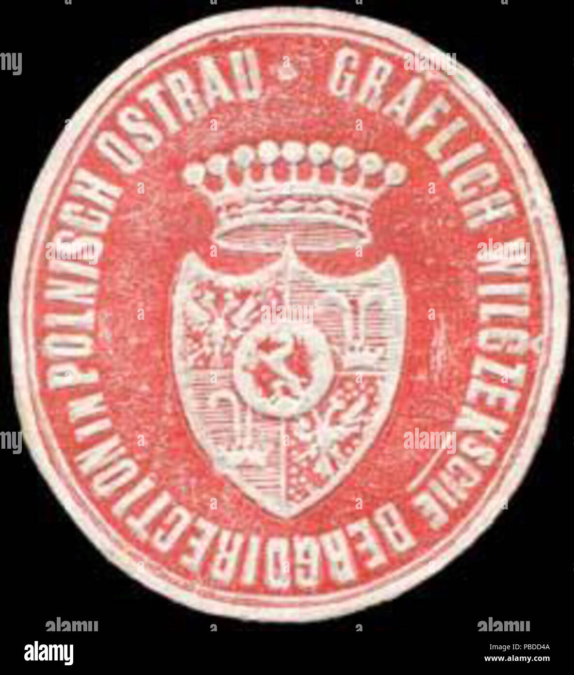 Briefverschlussmarke Haus aus Papier, welche seit ca. Von Behoerden Anwaelten, 1850, Notaren Firmen und zum verschliessen der Post verwendet wurde. 1397 Siegelmarke Wilczeksche Bergdirection Gräflich Polnisch dans W0246081 68000 Colmar Banque D'Images