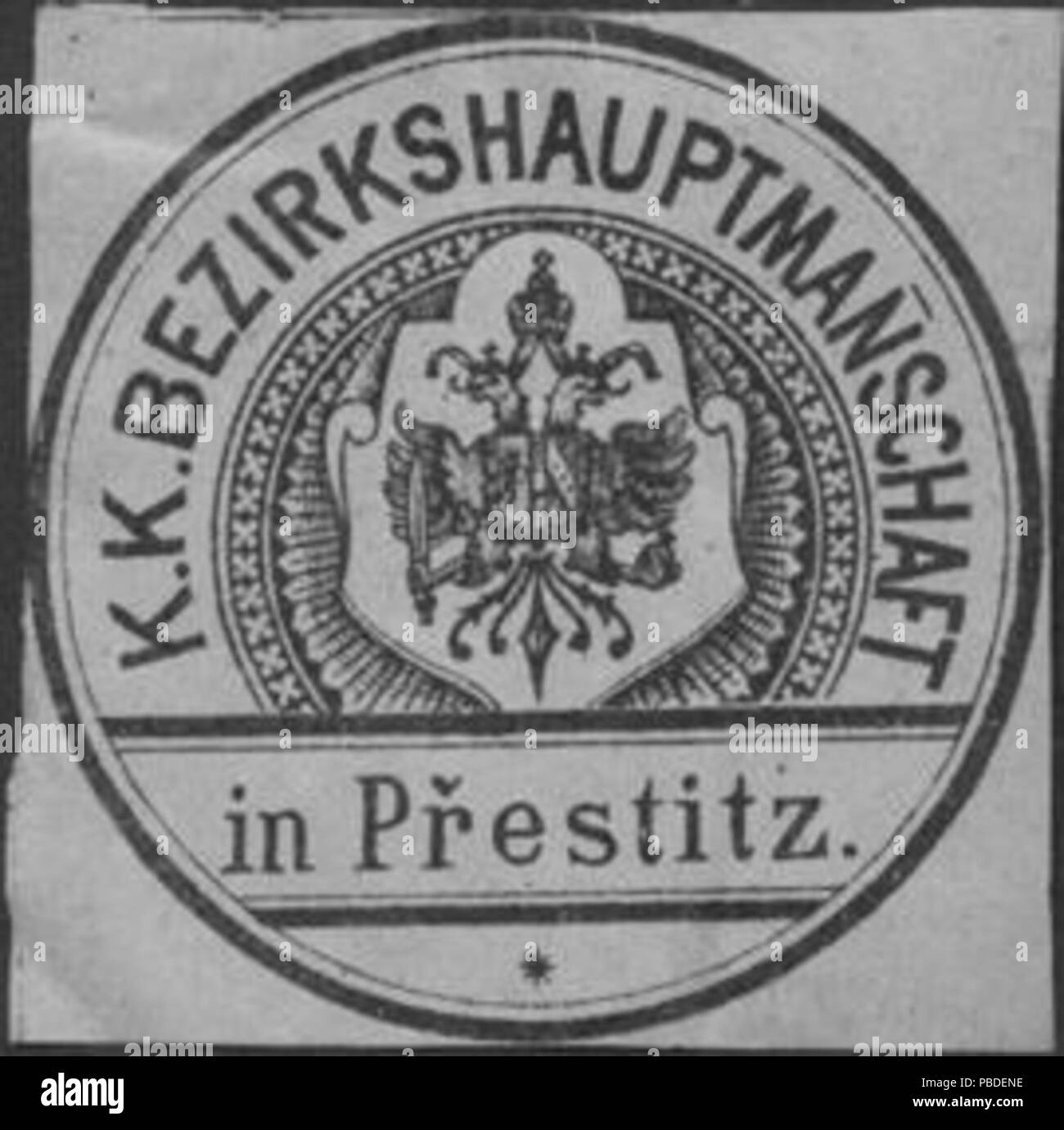 1419 Siegelmarke K.K. Dans Prestitz Bezirkshauptmannschaft W0322968 Banque D'Images