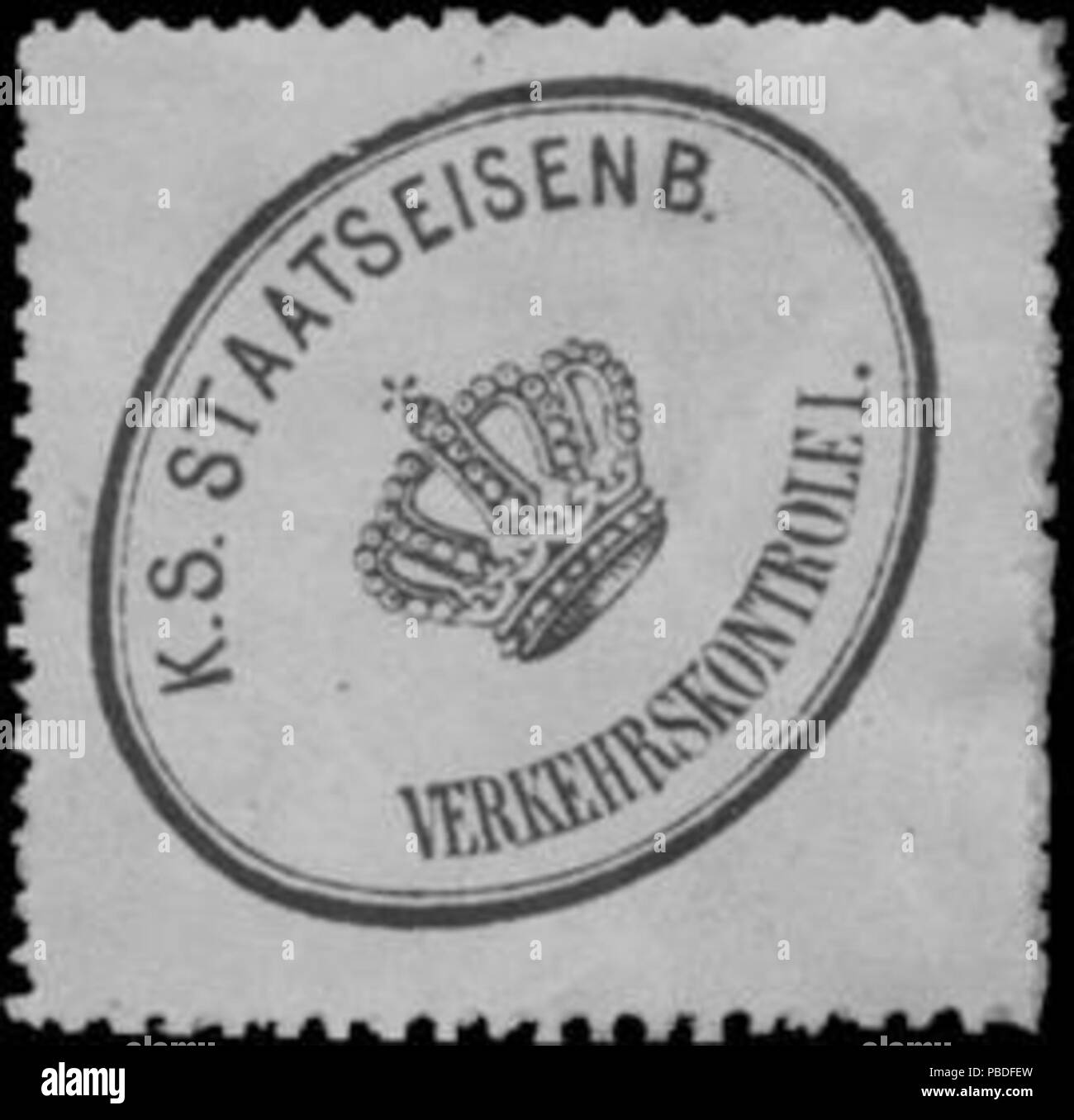 1433 Siegelmarke K.S. Staatseisenb. Verkehrskontrolle J W0343709 Banque D'Images
