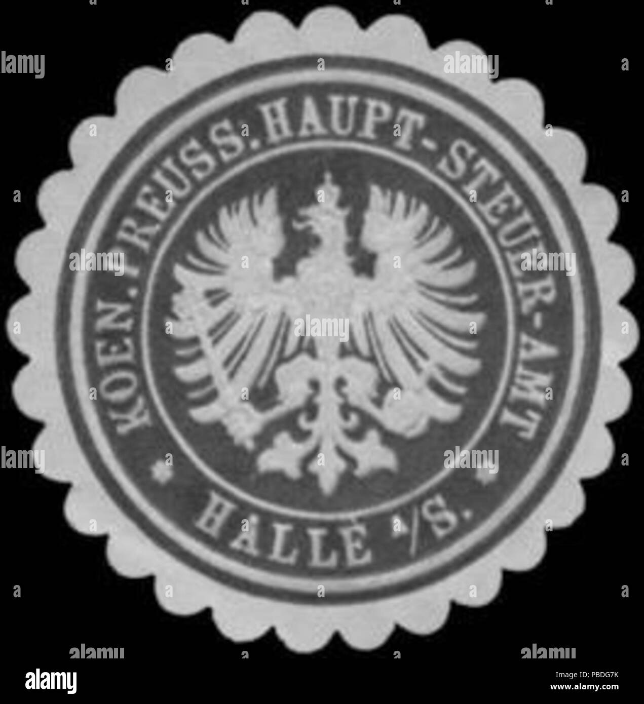 1441 Siegelmarke Koen. Preuss. Haupt-Steuer-Amt Halle-S. W0333143 Banque D'Images