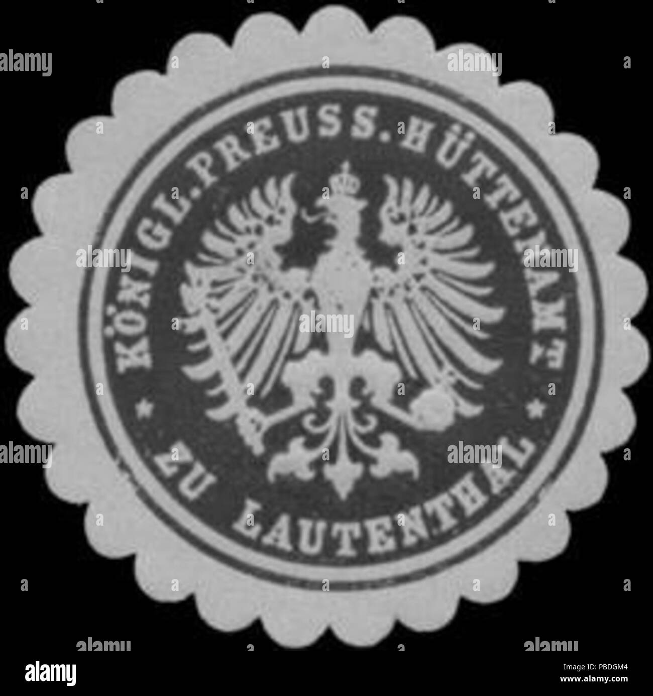 Briefverschlussmarke Haus aus Papier, welche seit ca. Von Behoerden Anwaelten, 1850, Notaren Firmen und zum verschliessen der Post verwendet wurde. 1448 Siegelmarke Königl. Preuss. Hüttenamt zu Lautenthal W0329242 Banque D'Images
