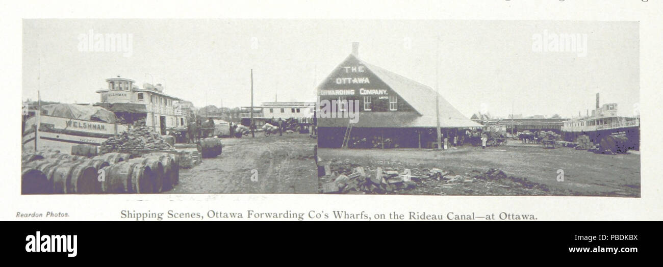 . Anglais : Scènes de la compagnie d'Ottawa's quais sur le Canal Rideau, à un moment où le canal était encore utilisé pour la navigation commerciale. Ottawa, Ontario, Canada. vers 1899 1315 scènes d'expédition, Ottawa Forwarding Co's quais, sur le canal Rideau à Ottawa Banque D'Images