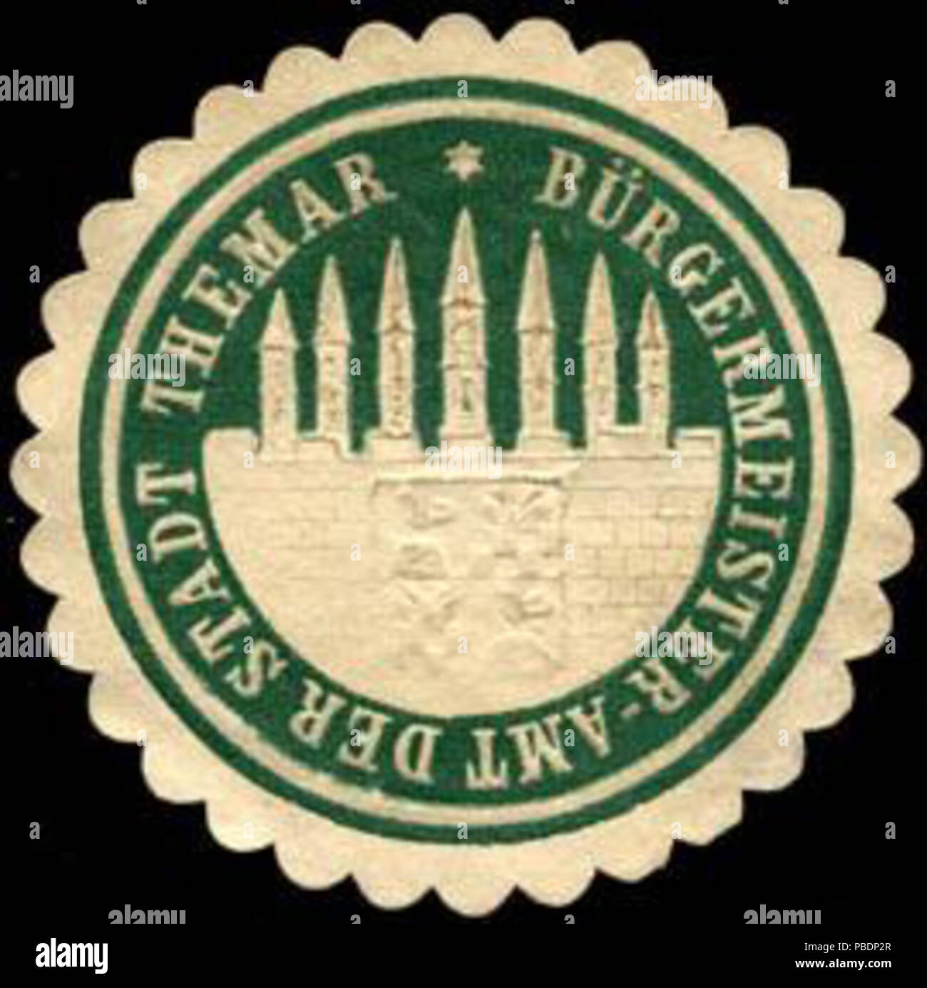 Briefverschlussmarke Haus aus Papier, welche seit ca. Von Behoerden Anwaelten, 1850, Notaren Firmen und zum verschliessen der Post verwendet wurde. 1328 Siegelmarke Bürgermeister - Amt der Stadt Themar W0227063 Banque D'Images