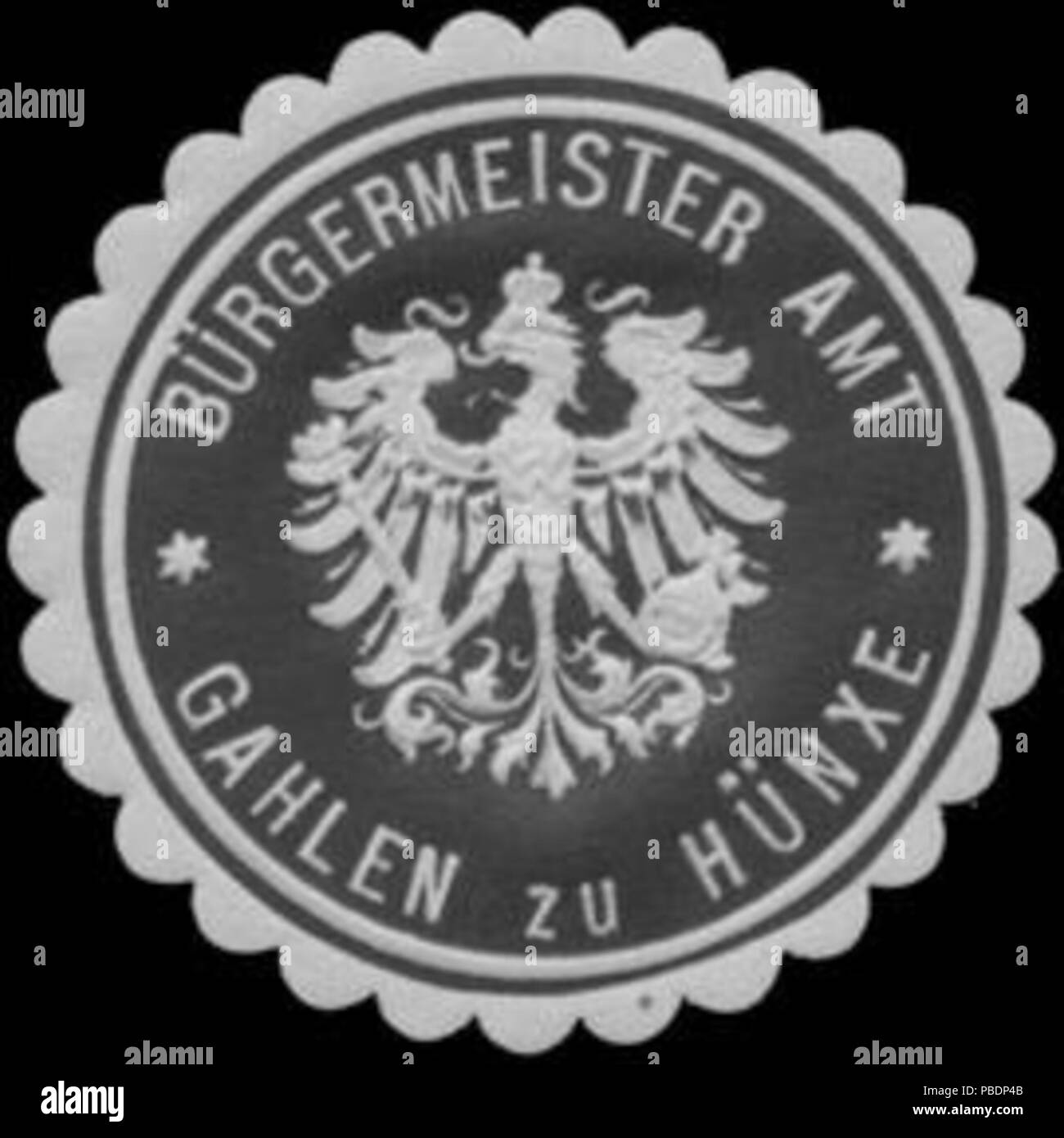 Briefverschlussmarke Haus aus Papier, welche seit ca. Von Behoerden Anwaelten, 1850, Notaren Firmen und zum verschliessen der Post verwendet wurde. 1328 Siegelmarke Bürgermeister Galiax Amt zu Hünxe W0349405 Banque D'Images