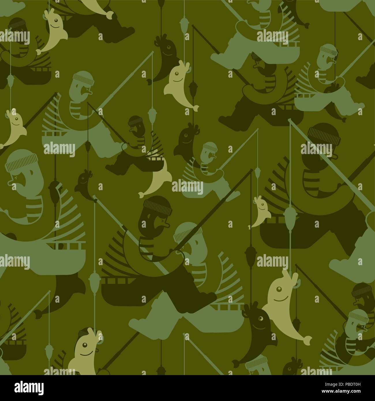 Modèle militaire de pêche. Vêtements de pêcheur de texture. Arrière-plan de l'armée. Soldat de l'ornement. Vector illustration Illustration de Vecteur