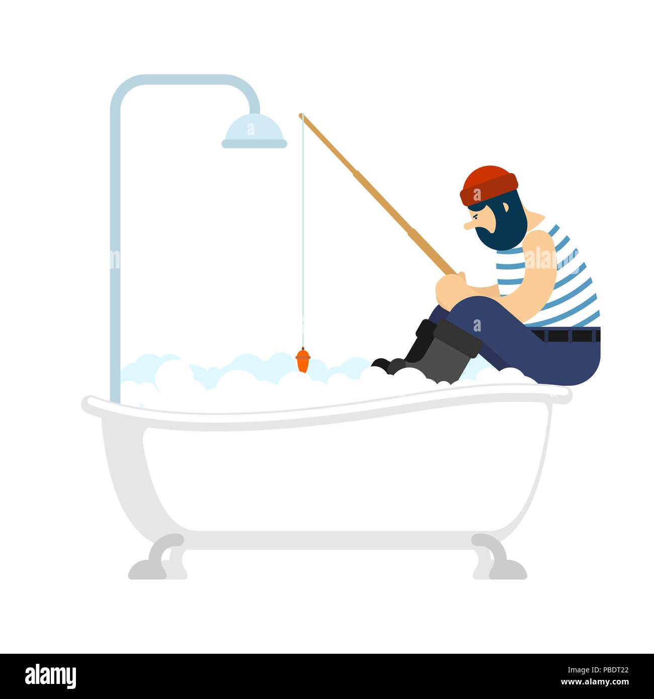 Pêche pêcheur à bath . Canne à pêche. Vector illustration Illustration de Vecteur