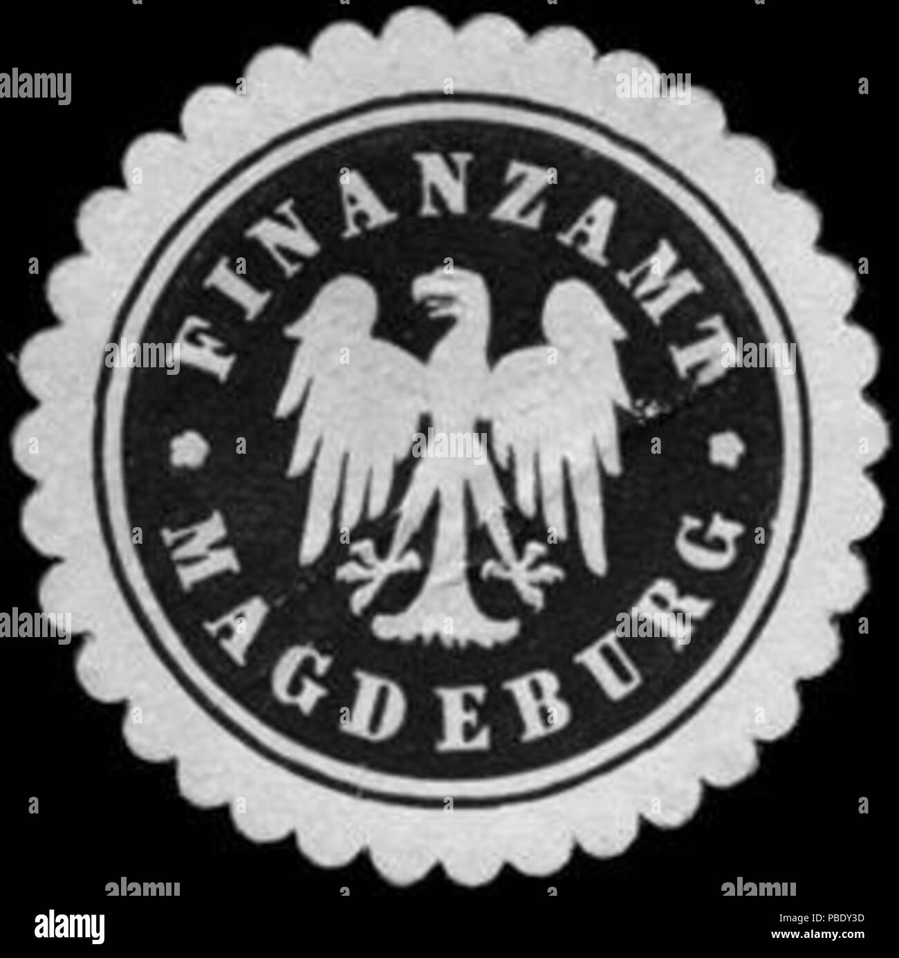 1355 Siegelmarke Finanzamt Magdeburg W0246201 Banque D'Images