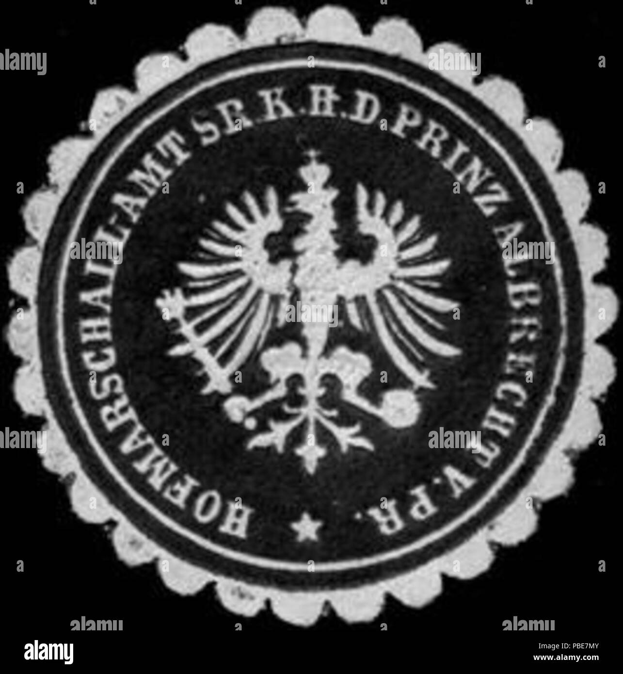 Briefverschlussmarke Haus aus Papier, welche seit ca. Von Behoerden Anwaelten, 1850, Notaren Firmen und zum verschliessen der Post verwendet wurde. 1402 Siegelmarke - Hofmarschall Königlichen Hoheit senneur Amt des Prinzen Albrecht von Preussen W0205417 Banque D'Images