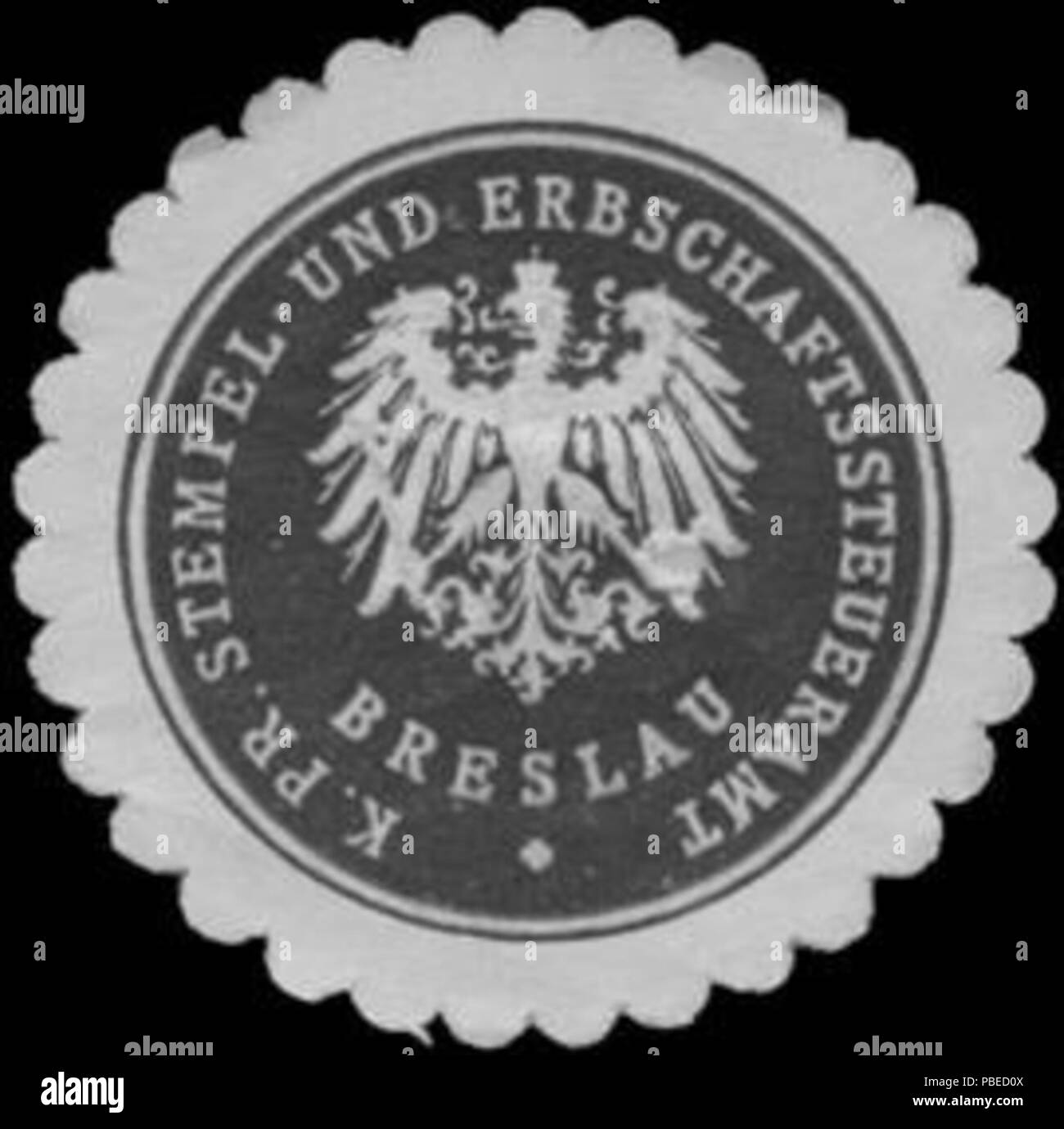 1430 Siegelmarke K.Pr. Erbschaftssteueramt- und Stempel Breslau W0343746 Banque D'Images