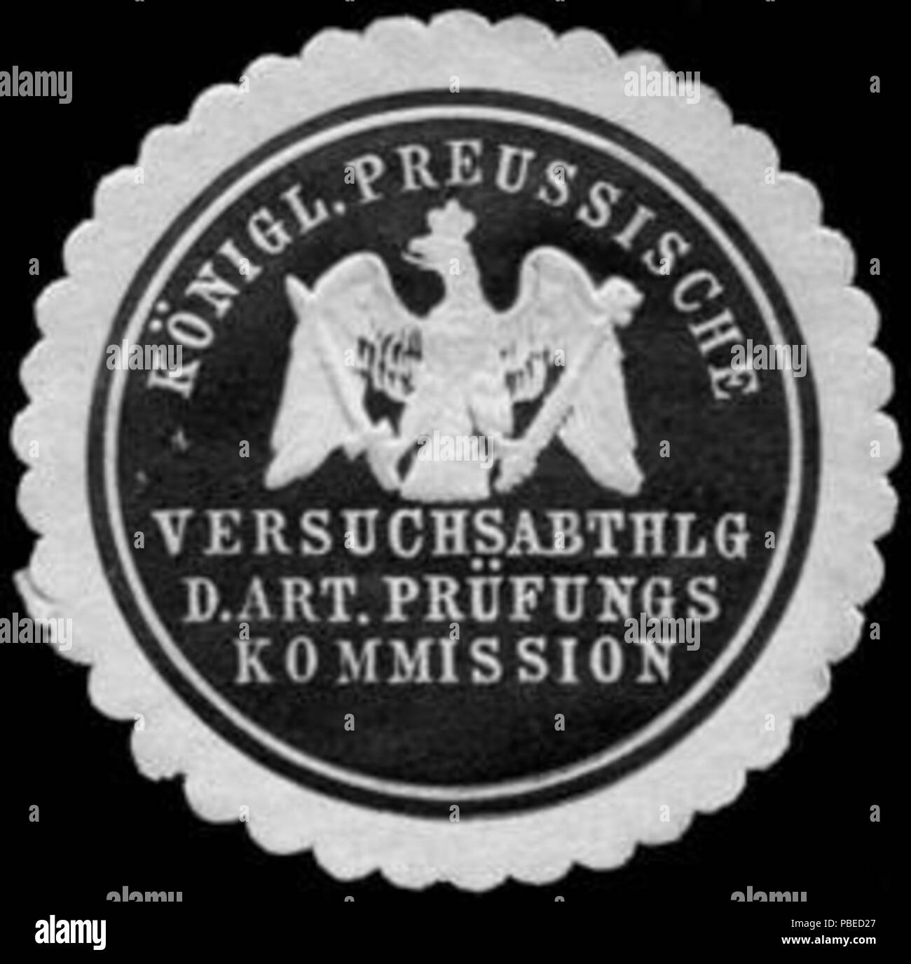 Briefverschlussmarke Haus aus Papier, welche seit ca. Von Behoerden Anwaelten, 1850, Notaren Firmen und zum verschliessen der Post verwendet wurde. 1430 Siegelmarke K.Pr. Versuchsabtheilung der Artillerie Prüfungs Kommission W0288087 Banque D'Images
