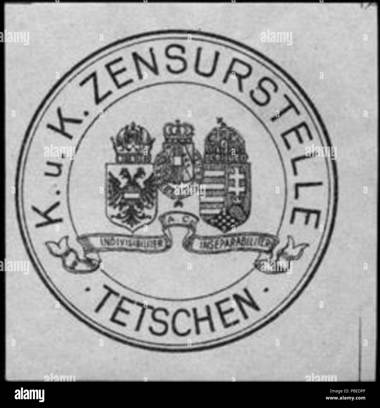 Briefverschlussmarke Haus aus Papier, welche seit ca. Von Behoerden Anwaelten, 1850, Notaren Firmen und zum verschliessen der Post verwendet wurde. 1437 Siegelmarke Zensurstelle - Tetschen Kaiserlich Königliche W0233530 Banque D'Images