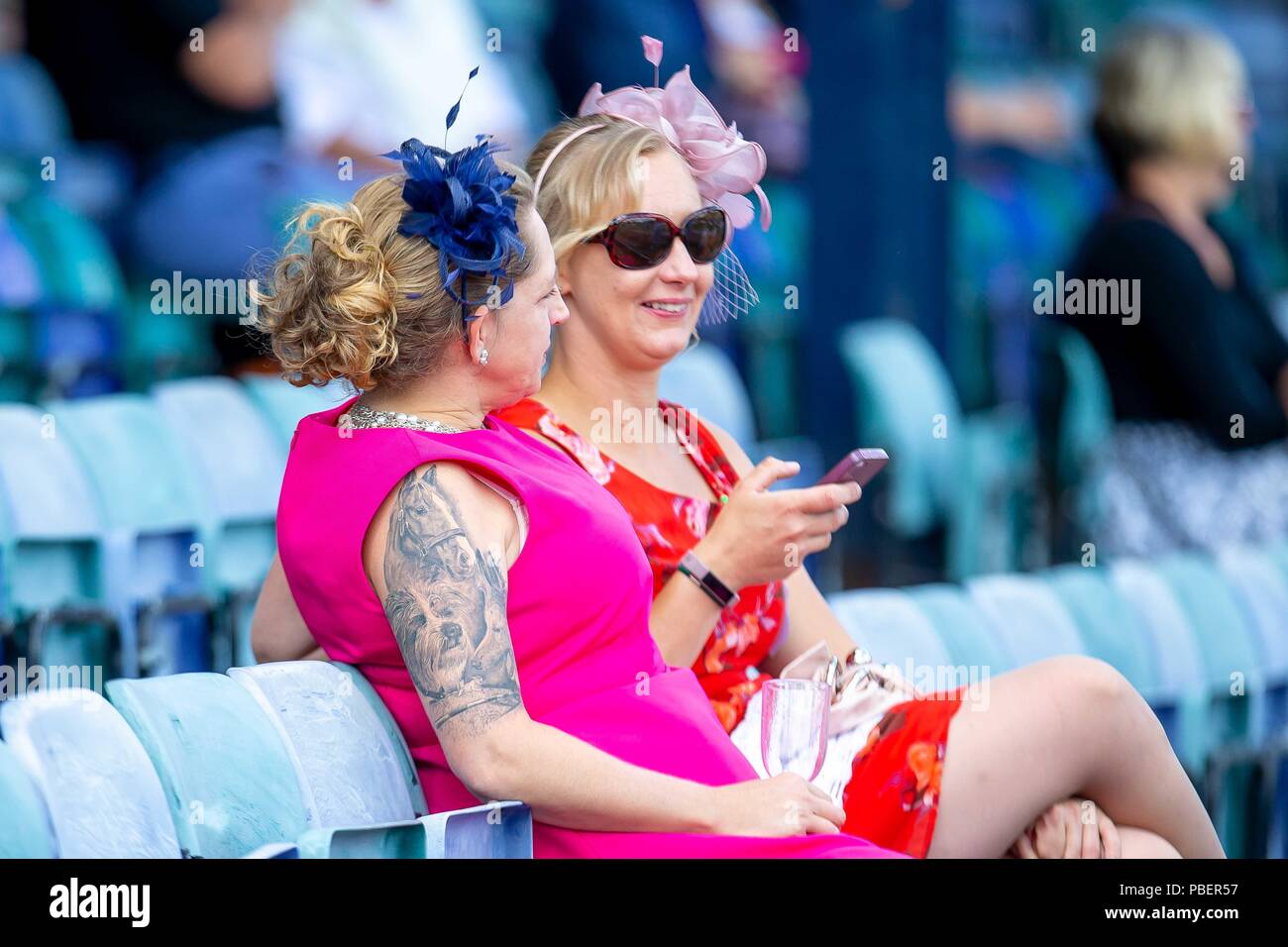 Sussex, UK. 28 juillet 2018. Mesdames jour. Best Dressed mesdames. Concours hippique. Longines Jumping FEI Nations Cup de Grande-bretagne au Royal International Horse Show BHS. Tous les cours de saut de l'Angleterre. Hickstead. La Grande-Bretagne. 26/04/2018. Credit : Sport en images/Alamy Live News Banque D'Images