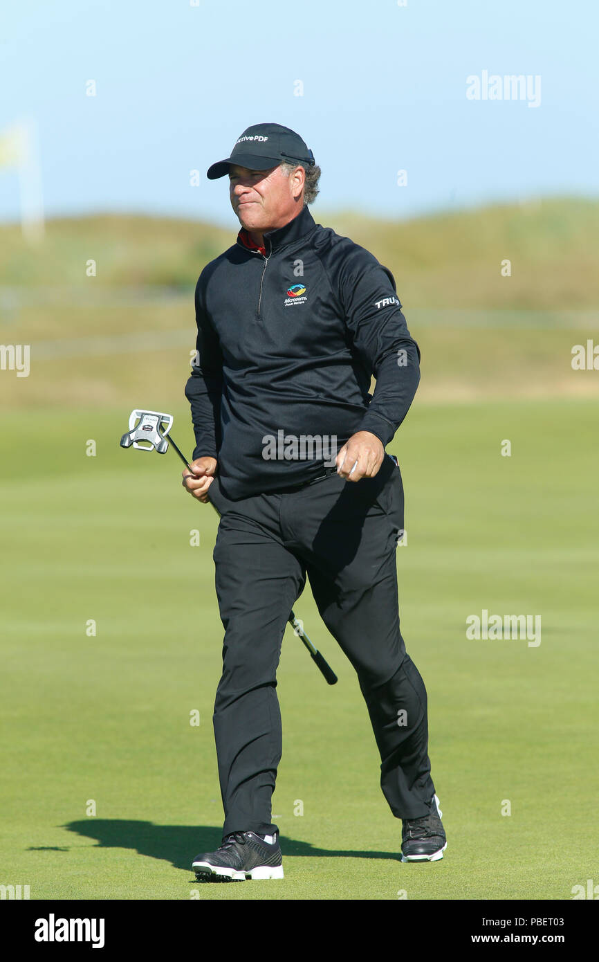 28 juillet 2018, l'Old Course à St Andrews, St Andrews, Écosse), à l'Omnium senior des championnats de golf 2018, 3ème tour ; Scott McCarron (USA) sur le 15ème green Banque D'Images