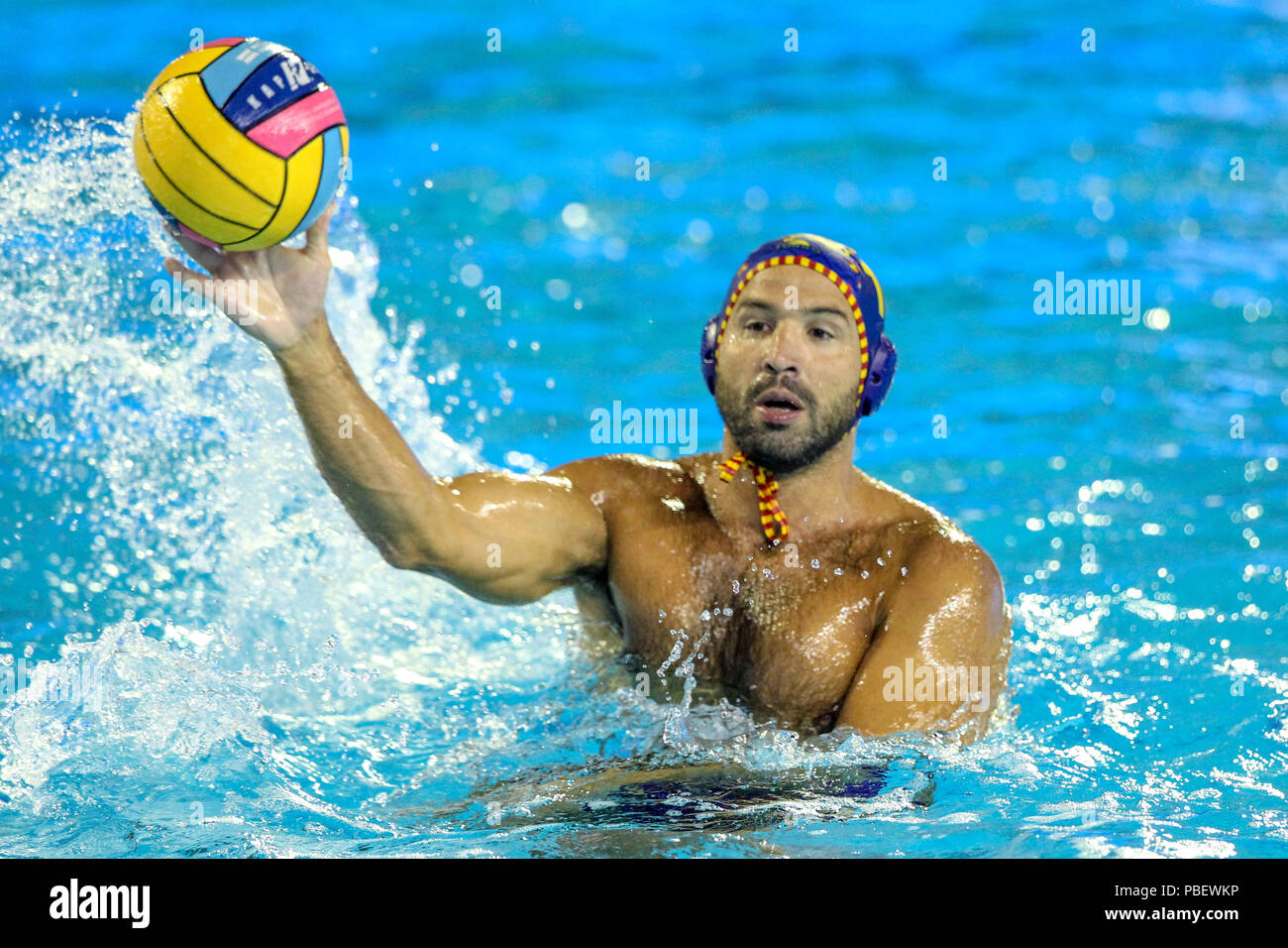 Les piscines Bernat Picornell, Barcelone, Espagne. 28 juillet, 2018. 33e Championnats d'Europe de water-polo pour hommes, finale, l'Espagne à la Serbie ; Felipe Perrone (ESP) : Action de Crédit Plus Sport/Alamy Live News Banque D'Images