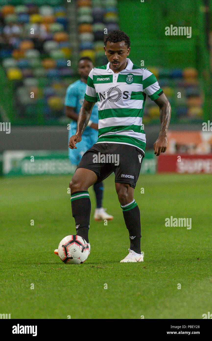 Le 28 juillet 2018. Lisbonne, Portugal. Le milieu du sport du Brésil Wendel  (37) en action pendant le match Sporting CP v Olympique de Marseille ©  Alexandre de Sousa/Alamy Live News Photo Stock - Alamy