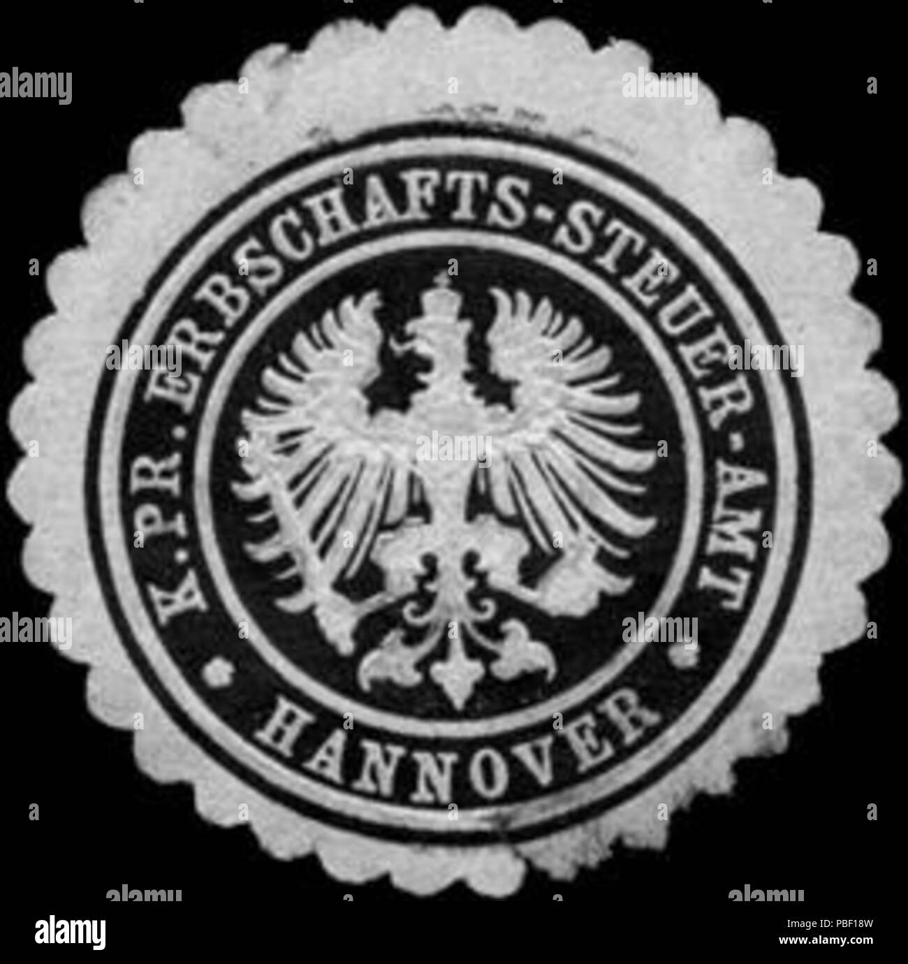 Briefverschlussmarke Haus aus Papier, welche seit ca. Von Behoerden Anwaelten, 1850, Notaren Firmen und zum verschliessen der Post verwendet wurde. 1452 Siegelmarke Königlich Preussische Erbschafts - Steuer - AMT - Hannover W0216776 Banque D'Images