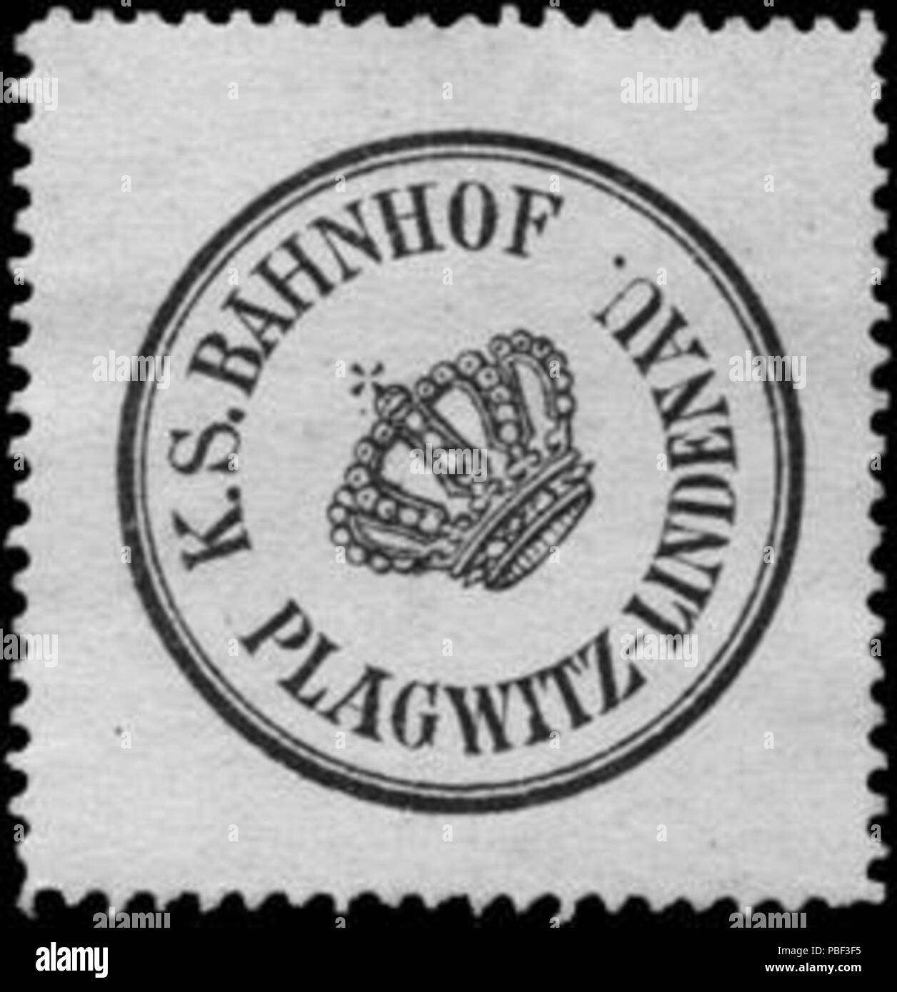 Briefverschlussmarke Haus aus Papier, welche seit ca. Von Behoerden Anwaelten, 1850, Notaren Firmen und zum verschliessen der Post verwendet wurde. 1463 Siegelmarke Plagwitz-Lindenau Königlich Sächsischer Bahnhof - W0260727 Banque D'Images