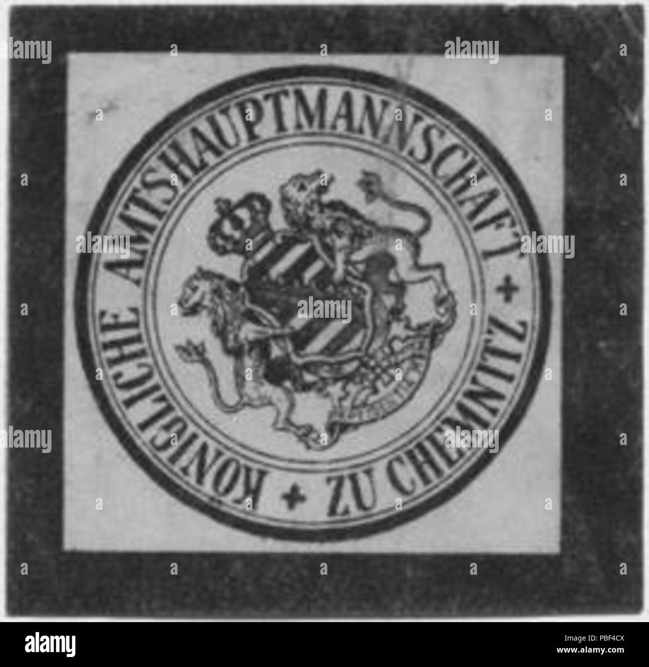 Briefverschlussmarke Haus aus Papier, welche seit ca. Von Behoerden Anwaelten, 1850, Notaren Firmen und zum verschliessen der Post verwendet wurde. 1466 Siegelmarke Amtshauptmannschaft Königliche zu Chemnitz W0253378 Banque D'Images