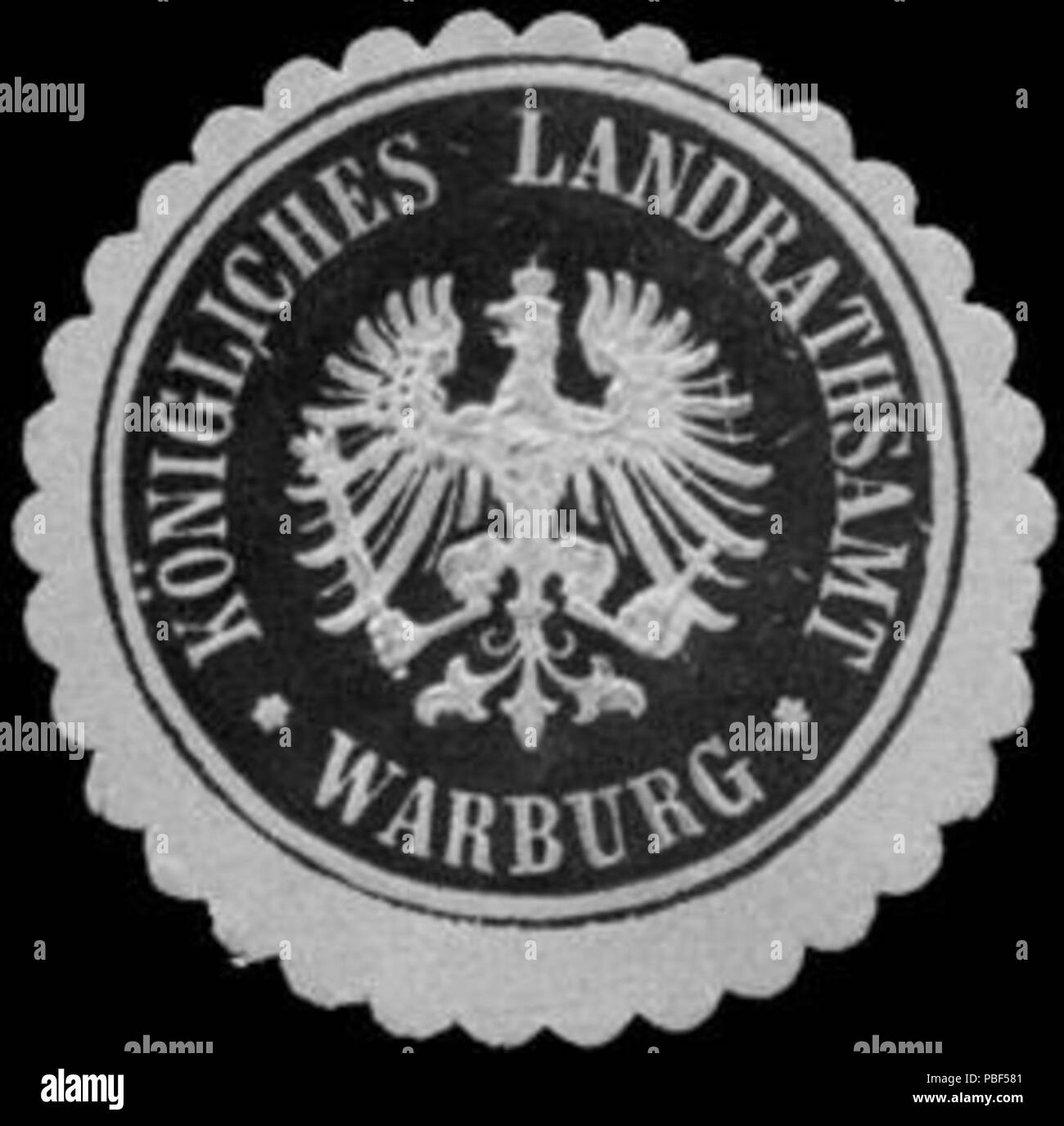 Briefverschlussmarke Haus aus Papier, welche seit ca. Von Behoerden Anwaelten, 1850, Notaren Firmen und zum verschliessen der Post verwendet wurde. 1472 Siegelmarke Landrathsamt Wahrburg Königliches - W0260892 Banque D'Images