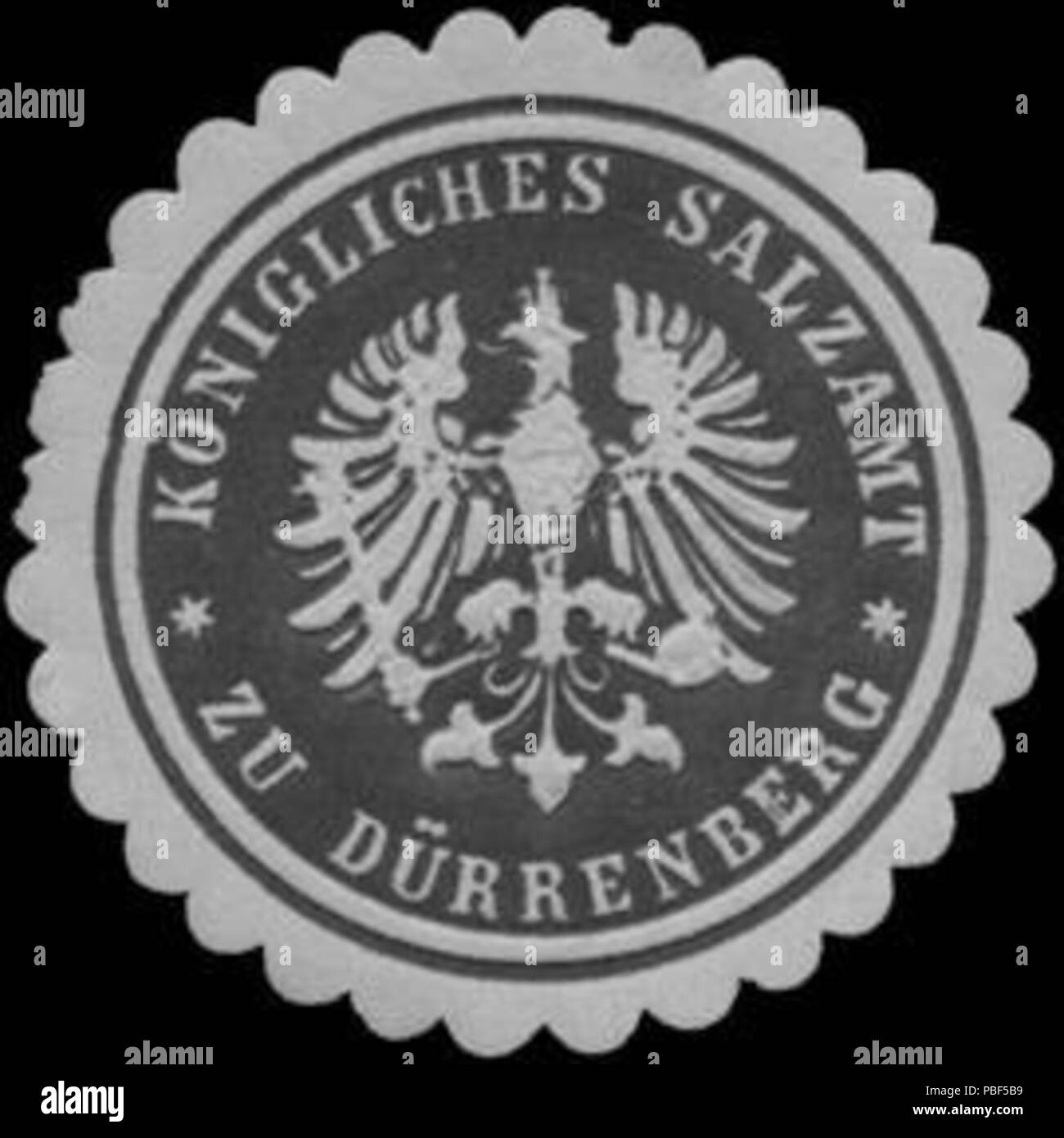 Briefverschlussmarke Haus aus Papier, welche seit ca. Von Behoerden Anwaelten, 1850, Notaren Firmen und zum verschliessen der Post verwendet wurde. 1473 Siegelmarke Königliches Salzamt zu Dürrenberg W0323433 Banque D'Images