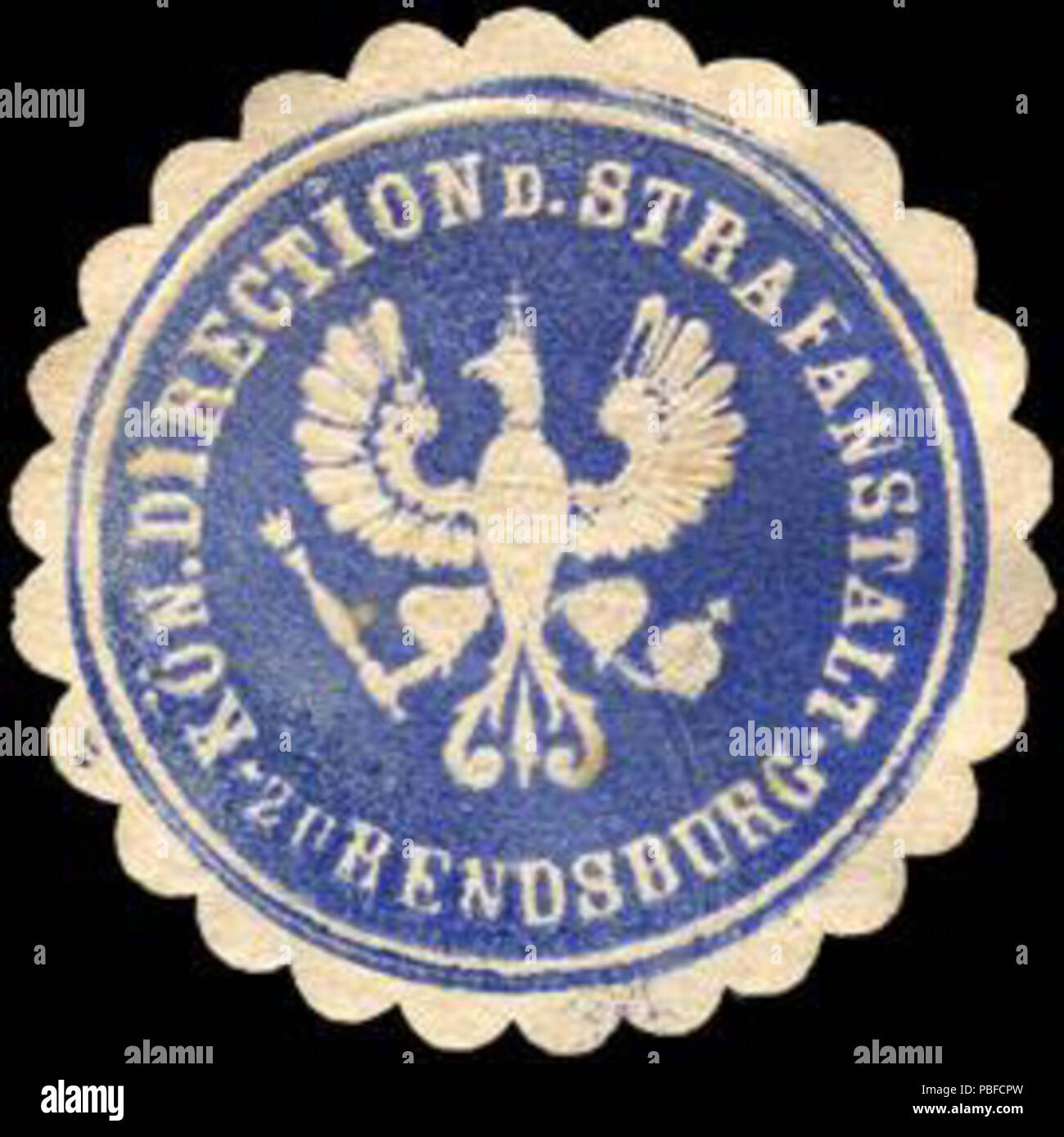 Briefverschlussmarke Haus aus Papier, welche seit ca. Von Behoerden Anwaelten, 1850, Notaren Firmen und zum verschliessen der Post verwendet wurde. 1466 Siegelmarke Direction Königliche der Strafanstalt zu Rendsburg W0214265 Banque D'Images