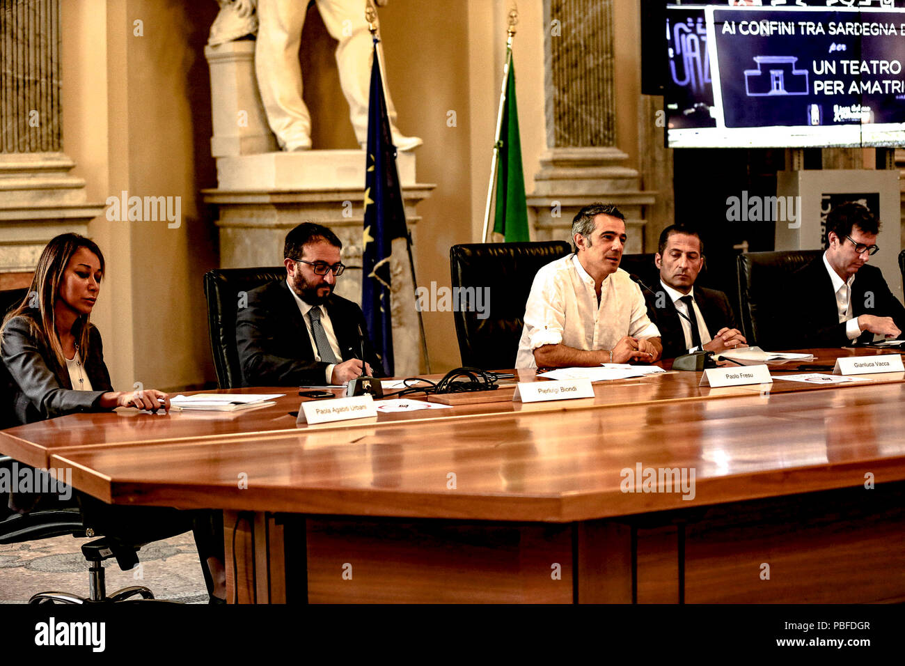 Rome, Italie. 27 juillet, 2018. Conférence de presse à la salle de la Spadolini Ministère du patrimoine culturel à Rome de 'Jazz4Italie 2018' avec le directeur artistique Paolo Fresu . Credit : Daniela Franceschelli/Pacific Press/Alamy Live News Banque D'Images